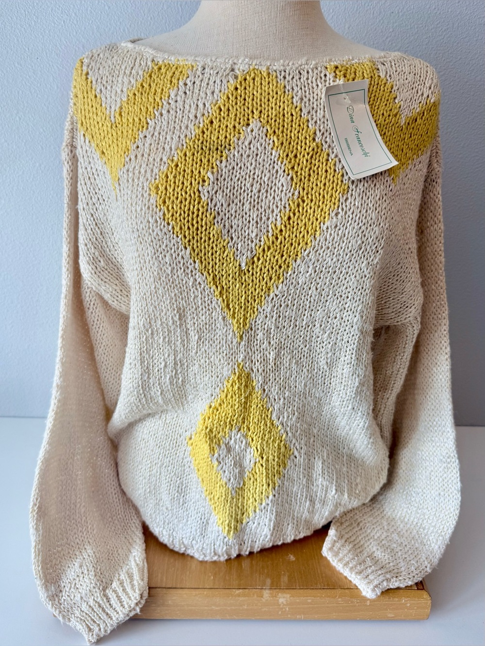 NWT Vintage 80s Dina Franceschi Italy 100% Mercerized Cotton Knit Sweater Medium
